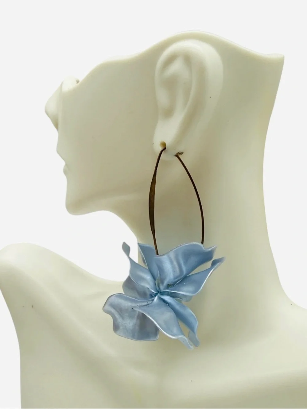 Blue Floral Resin Flower Handcrafted Drop Earrings – Statement Women’s Jewelry